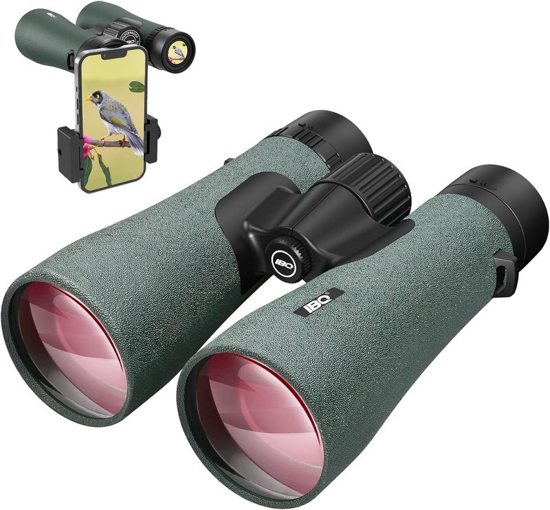 IBQ 12x50 UHD Binoculars for Adults High Powered with Upgraded Phone Adapter - Large View, Lightweight, IPX7 Waterproof - Binoculars for Hunting Bird Watching Travel Cruise - Image 1